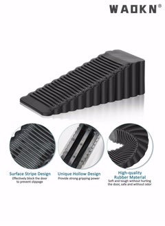 WAOKN Rubber Door Stopper, 5 Pack Anti-Slip Door Stop Wedge Security Heavy Duty Door Stopper Works On All Floor Types and Carpet for Home School Hospital Works (Transparent and Black)  - Image 3