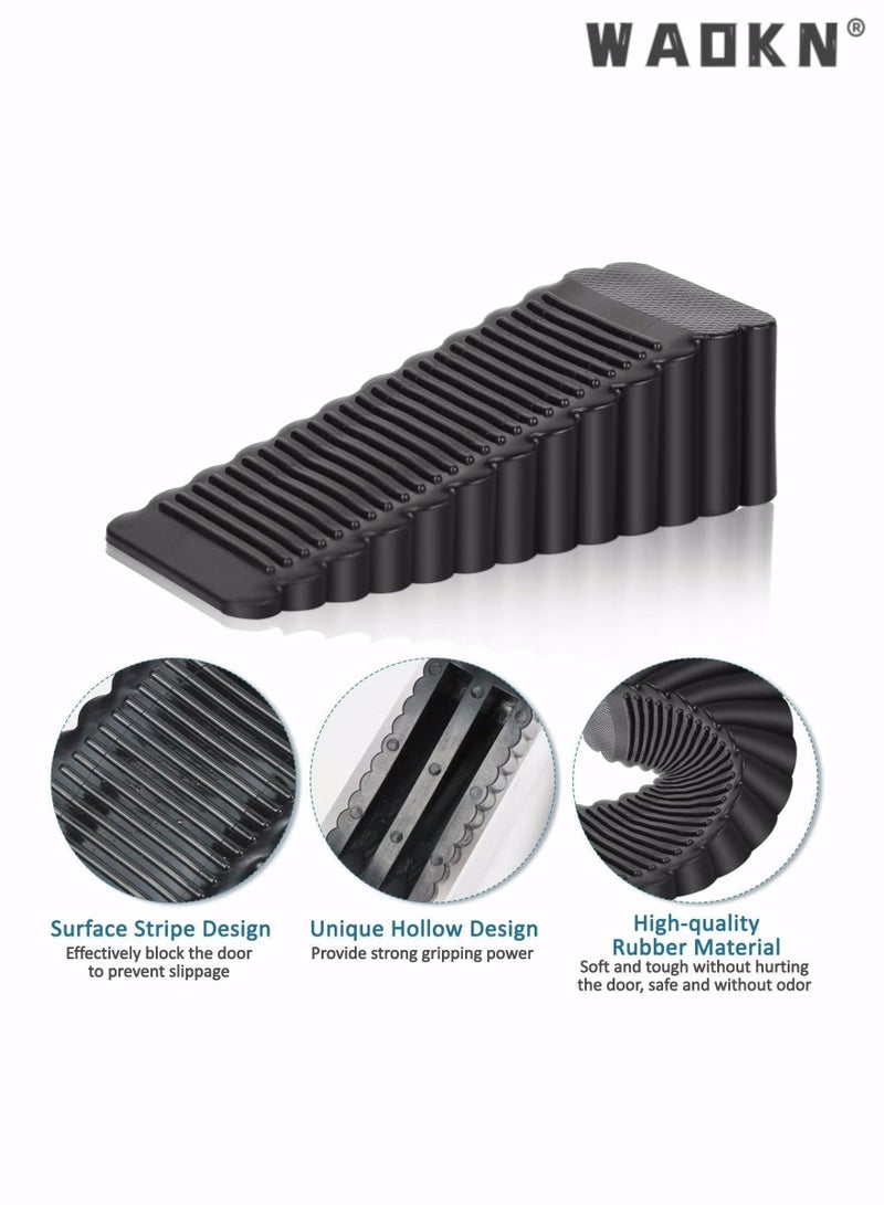 دبليو أيه أو كي أن سدادة باب مطاطية ، 5 عبوات مضادة للانزلاق توقف الباب سدادة باب إسفين للخدمة الشاقة تعمل على جميع أنواع الأرضيات والسجاد لأعمال مستشفى المدرسة المنزلية (شفافة وسوداء) - Image 3