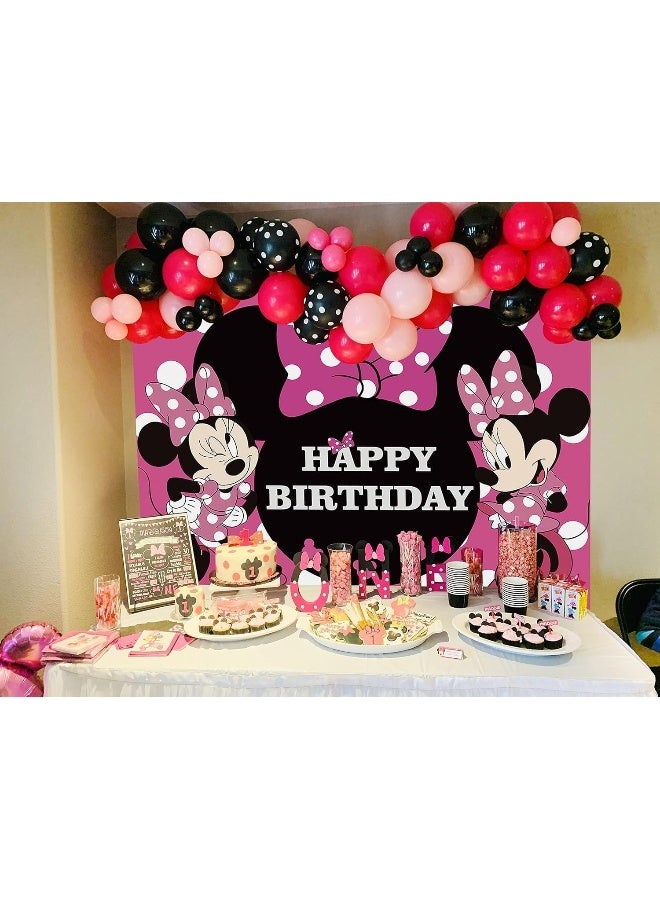 BPA Minnie Mouse Photography Backdrop 7x5ft Cartoon 1st Birthday Background Princess Girls Hot Pink Decoration for Kids Baby Shower Party Supplies Banner Studio Props - Image 4