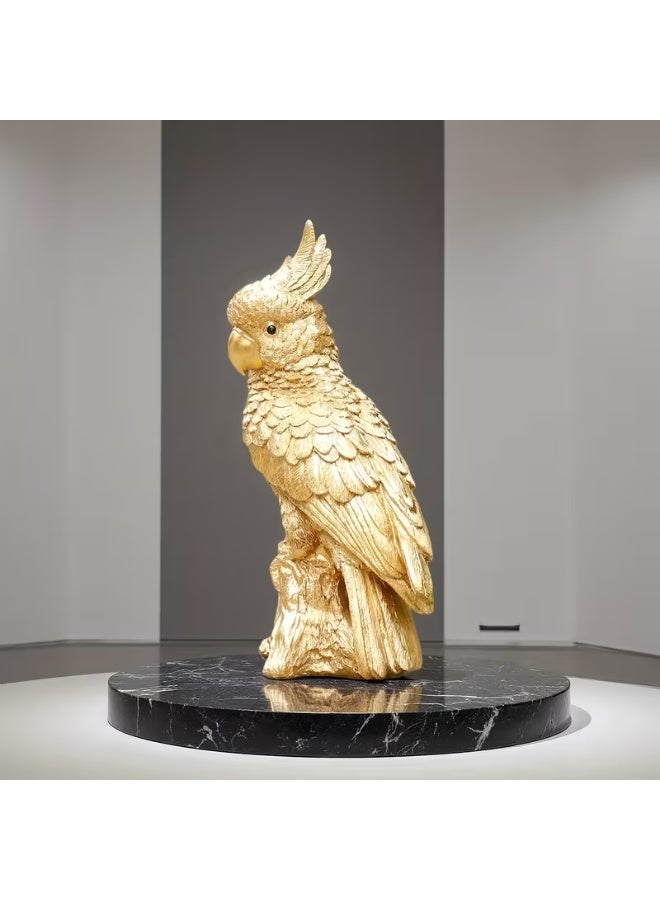 erorex Handmade Golden Parrot Statue - Realistic White & Golden Resin Bird Sculpture with Black Base, Indoor/Outdoor, No Electricity Needed, Lifelike Flying Bird Figurine for Tabletop, Shelf, Ideal Gift for Bird Lovers - Image 5