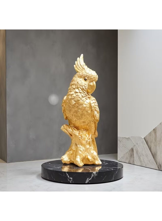 erorex Handmade Golden Parrot Statue - Realistic White & Golden Resin Bird Sculpture with Black Base, Indoor/Outdoor, No Electricity Needed, Lifelike Flying Bird Figurine for Tabletop, Shelf, Ideal Gift for Bird Lovers - Image 2