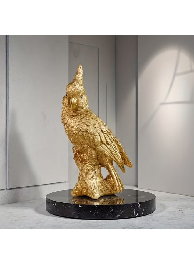 erorex Handmade Golden Parrot Statue - Realistic White & Golden Resin Bird Sculpture with Black Base, Indoor/Outdoor, No Electricity Needed, Lifelike Flying Bird Figurine for Tabletop, Shelf, Ideal Gift for Bird Lovers - Image 1