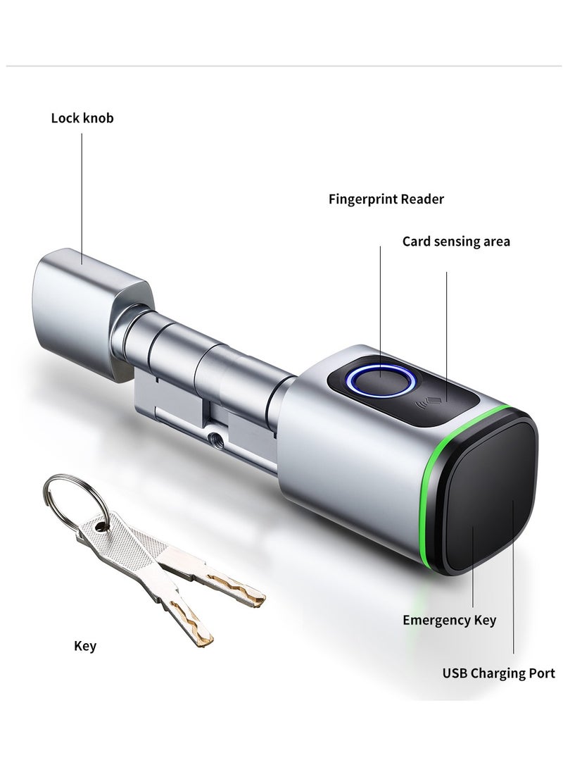 Generic - S1 Tuya BLE Smart Electronic Door Lock with DIY Cylinder Core Fingerprint APP Keys IC Card Unlock for Home Hotel (Black) - Image 1