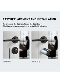 Generic S1 Tuya BLE Smart Electronic Door Lock with DIY Cylinder Core Fingerprint APP Keys IC Card Unlock for Home Hotel (Black)  - Image 4