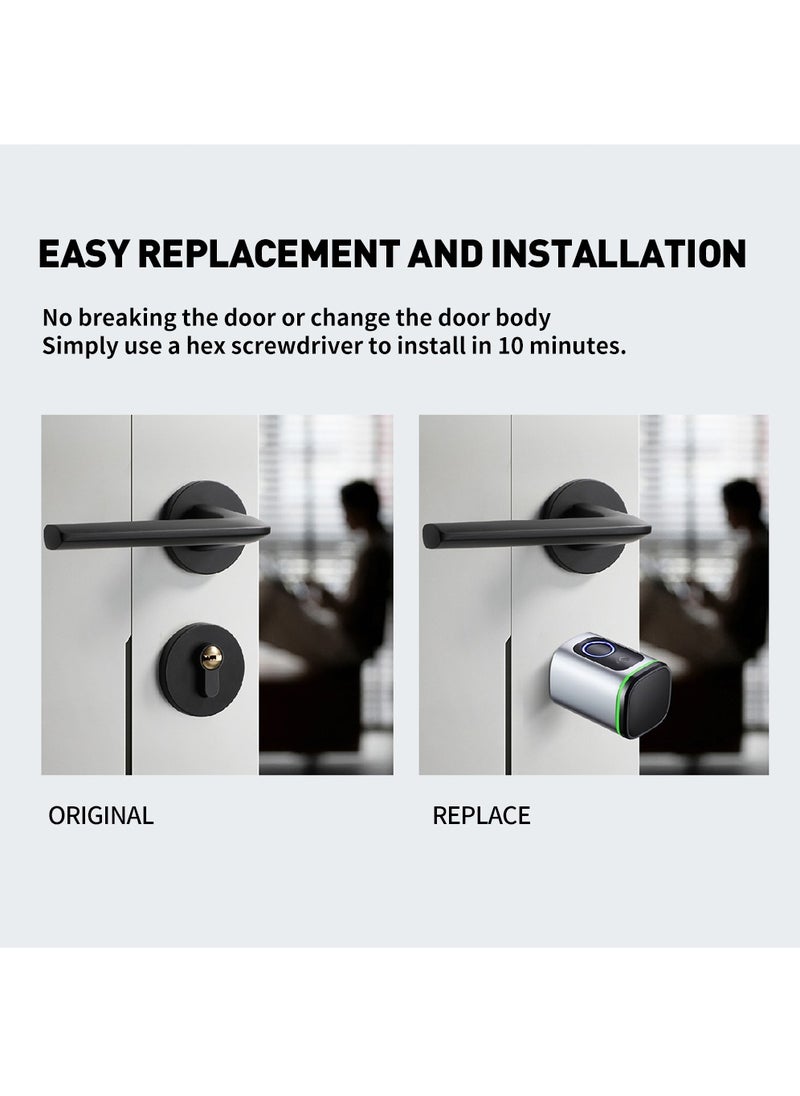 Generic - S1 Tuya BLE Smart Electronic Door Lock with DIY Cylinder Core Fingerprint APP Keys IC Card Unlock for Home Hotel (Black) - Image 1