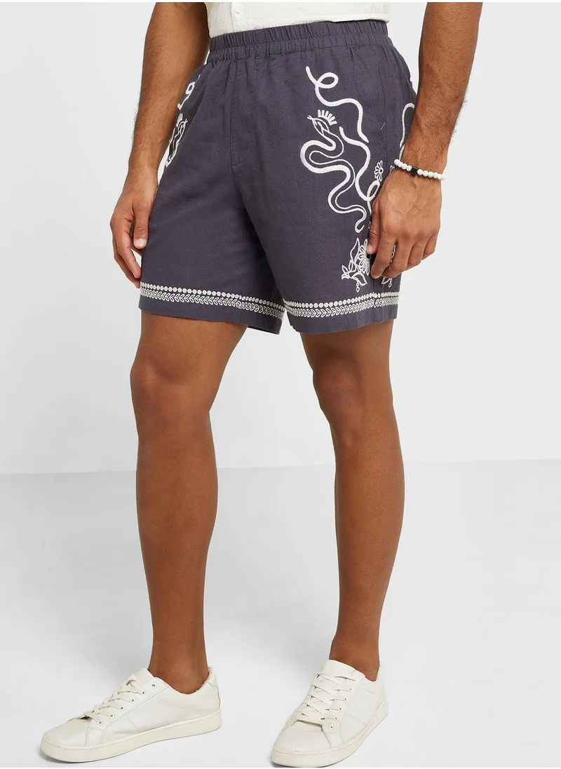 TOPMAN Embroidered Shorts