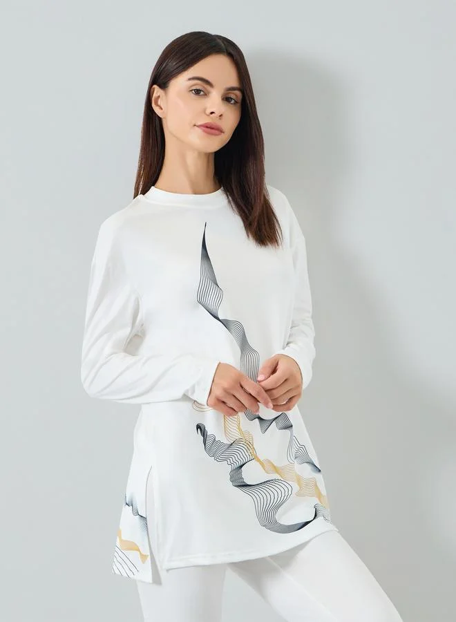 تايك تو Women Printed Long Sleeve Top and Leggings Set