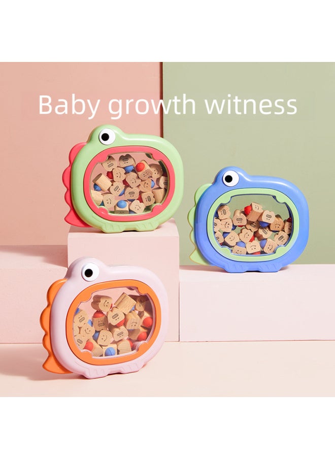 Generic Baby Teeth Storage Box Baby Fairy Hair Collection Box Children's Teeth Changing Storage Commemorative Collection Box Wooden-Color:Small Dinosaur Color-shallow Core Powder  - Image 2