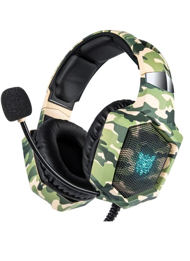 onikuma K8 Wired Stereo Gaming Headphones with Mic & LED Lights – High-Quality Sound, Noise-Cancelling Microphone, Comfortable Ear Cushions – Ideal for Gaming, Streaming, and Online Communication – Durable, Adjustable, and Stylish Design - Image 1