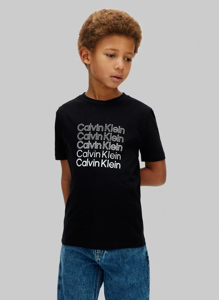 Calvin Klein Jeans Youth Stacked Logo Short-Sleeve T-Shirt