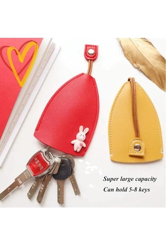 Plan A - Large Capacity Leather Key Case - Practical and Stylish Design, Fits 5-8 Keys, Durable Lanyard and Cute Decoration, Perfect for Commuting and Daily Organization - Image 1