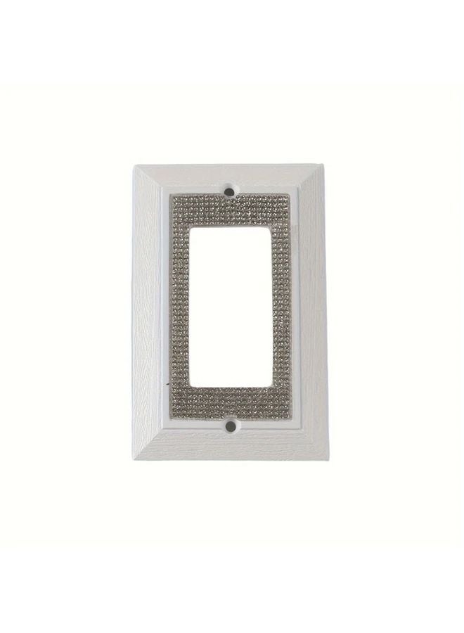 Luxury Bling Silver Wood Frame Light Switch Cover Crystal Rhinestone Wall Plate One Position Rocker - Image 1