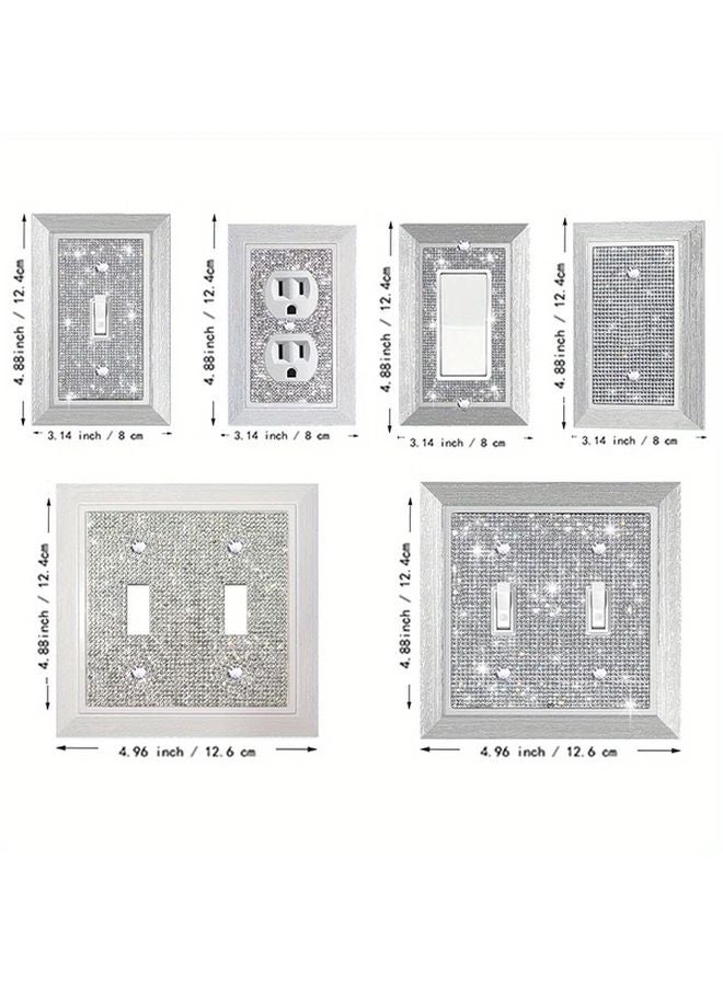 Luxury Bling Silver Wood Frame Light Switch Cover Crystal Rhinestone Wall Plate One Position Rocker - Image 3