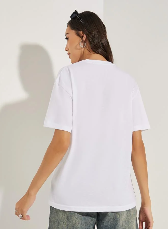 ستايلي Oversized Emoji Graphic Print T-Shirt