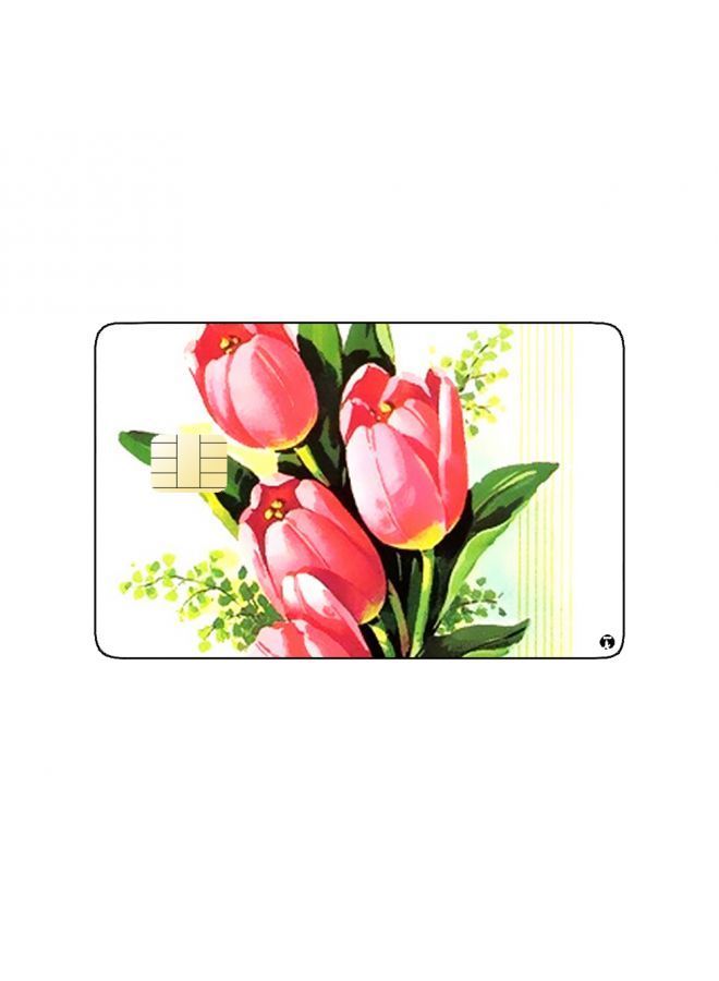 RKN PRINTED BANK CARD STICKER Beautiful Pink Flowers Drawing - Image 2