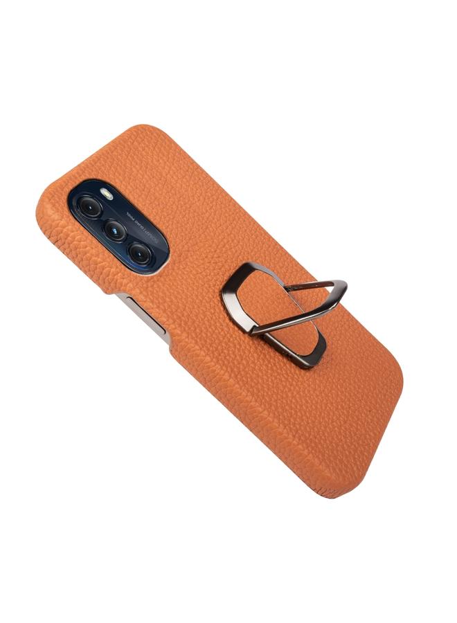 S-TOP Case For Motorola Moto G 5G Ring Holder Litchi Texture Genuine Leather Phone Case - Image 4