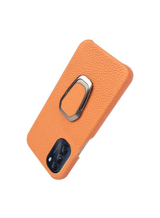 S-TOP Case For Motorola Moto G 5G Ring Holder Litchi Texture Genuine Leather Phone Case - Image 5