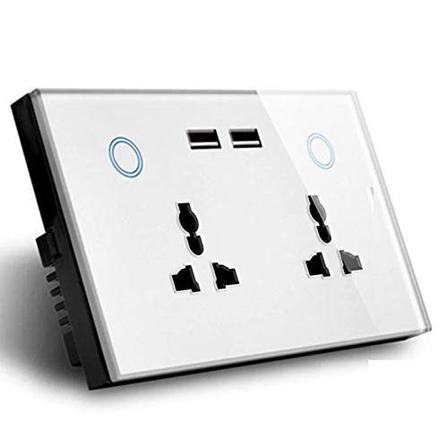 Protium Smart Touch Combo Switch, WiFi Switch Compatible with Alexa, Google Home, IFTTT & Smart life App (Dual Socket+ Dual USB, White) - Image 4