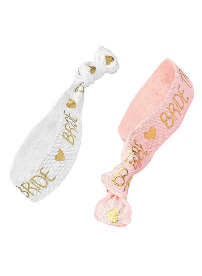 Generic - 11pcs Bride Tribe Hair Ties Bridesmaids Wrist Bands for Bachelorette Wedding Bridal Shower Bride to Be Party Favors(1 White + 10 Rose Gold) - Image 1