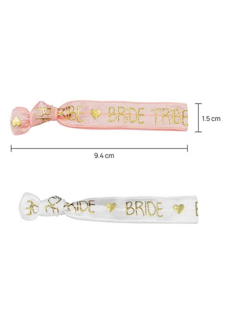 Generic - 11pcs Bride Tribe Hair Ties Bridesmaids Wrist Bands for Bachelorette Wedding Bridal Shower Bride to Be Party Favors(1 White + 10 Rose Gold) - Image 1