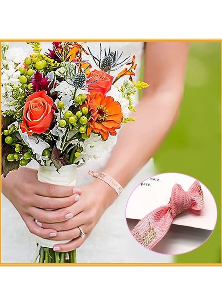 Generic - 11pcs Bride Tribe Hair Ties Bridesmaids Wrist Bands for Bachelorette Wedding Bridal Shower Bride to Be Party Favors(1 White + 10 Rose Gold) - Image 1