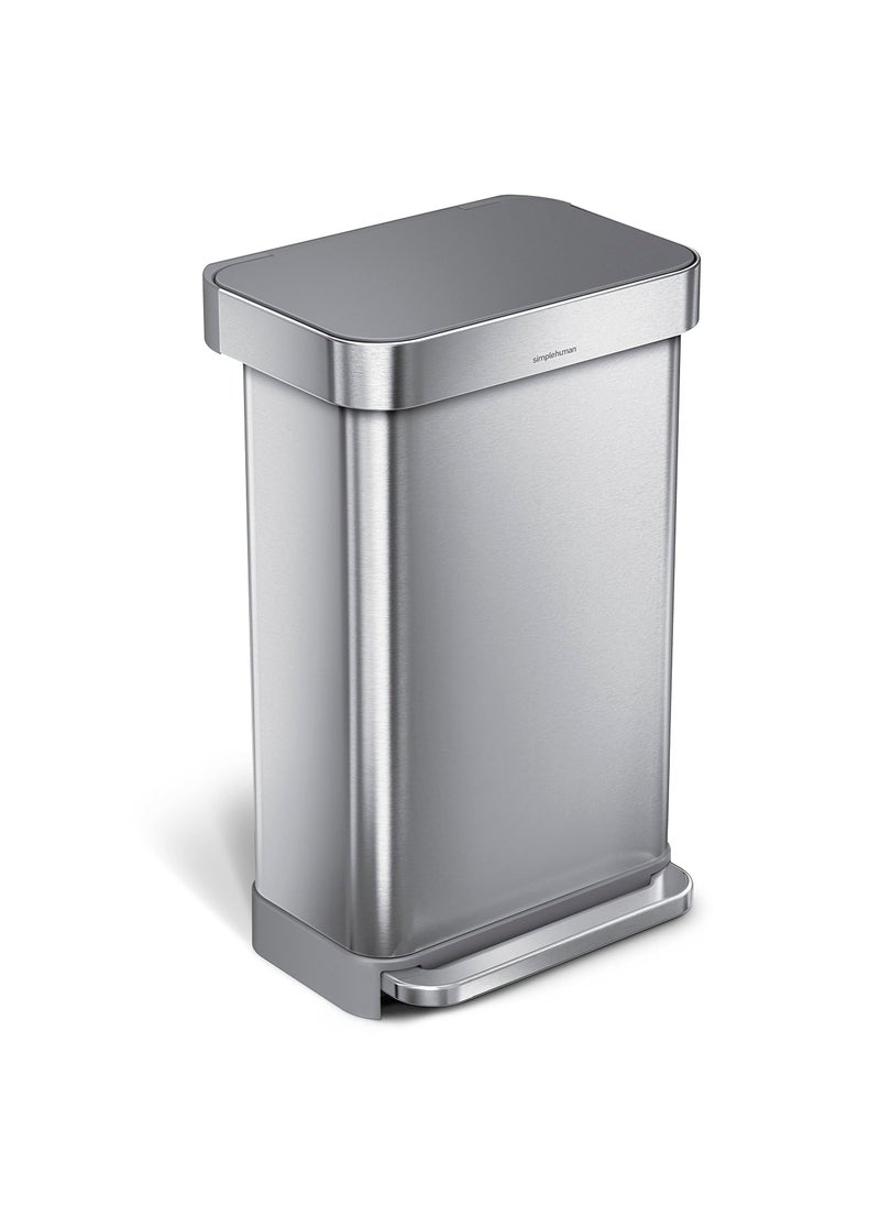 simplehuman simplehuman 45 Liter  12 Gallon Liter Rectangular HandsFree Kitchen Step Trash Can with SoftClose Lid Brushed Stainless Steel with Plastic Lid 