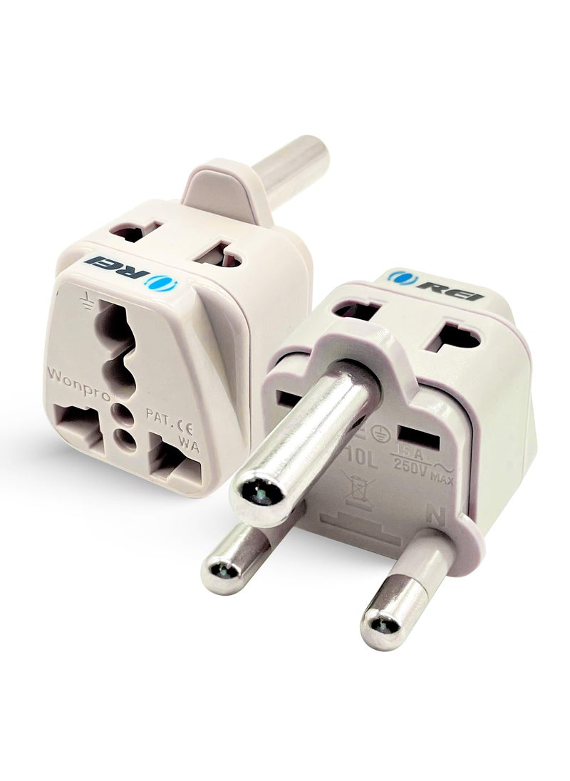 OREI OREI India to South Africa Botswana Namibia More Type M Travel Adapter Plug 2 in 1 CE Certified RoHS Compliant 2 Pack White ColorDB10L2PK  - Image 1