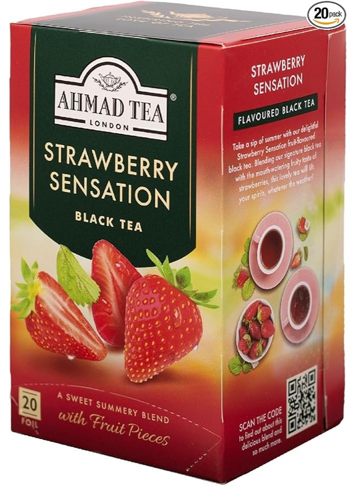 أحمد تي شاي أحمد بنكهة الفواكه والفراولة ٢٠ كيس