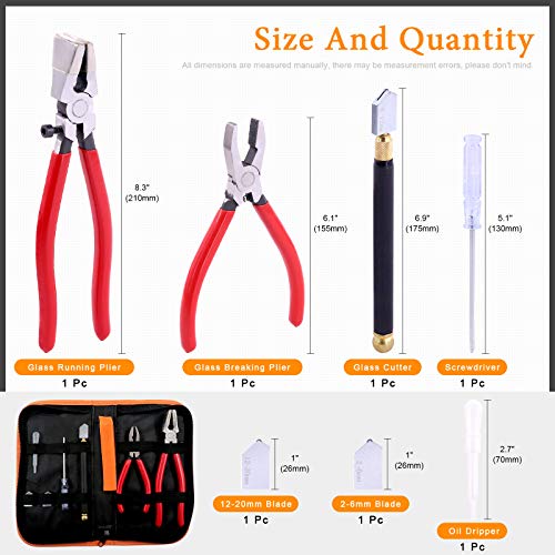 Rustark 3Pcs Premium Glass Running Breaking Pliers and Class Cutter Kit, Heavy Duty Glass Cutting Tool with Rubber Tip, Work Great for Stained Glass, Mosaics, Fusing, Breaking - Image 2