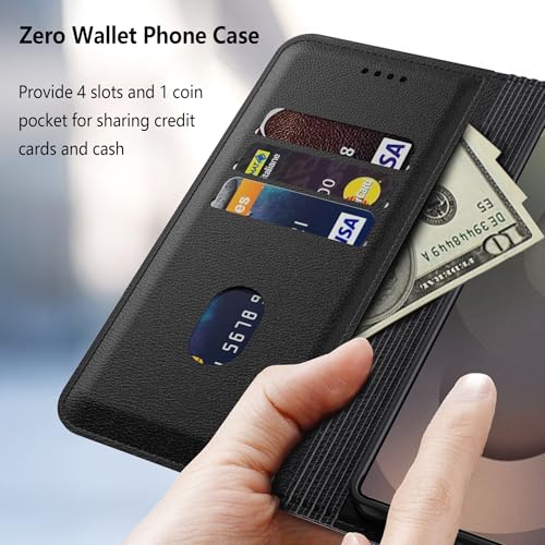 Aiziki for S25 Ultra Wallet Case, PU Leather Flip Cover Protector with id Holder Card Slots Magnetic Closure Compatible with Samsung Galaxy S25 Ultra Case Wallet, Black - Image 3