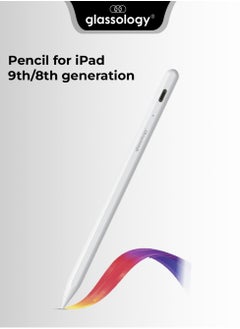 glassology Pencil for iPad 9th/8th generation with Palm Rejection, Stylus pen for iPad Compatible with iPad Pro 11/iPad Pro 12.9/iPad 6th/7th/8th/9th Gen/iPad Mini 5th/6th Gen/iPad Air 3rd/4th/5th Gen  - Image 1