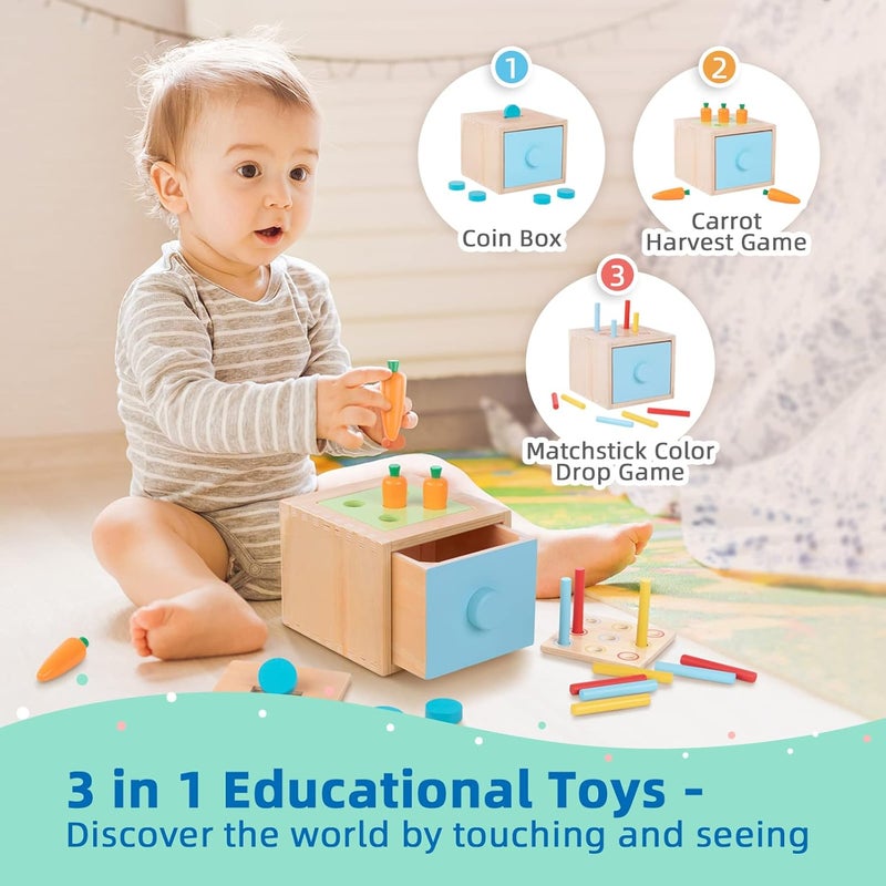 TOOKYLAND ألعاب TOOKYLAND التعليمية مونتيسوري للأطفال بعمر سنة واحدة، مجموعة تعليمية خشبية مكونة من 8 ألعاب في 1 (تشمل أكواب التكديس، صندوق تعليمي 3 في 1، مقعد الطرق، لعبة الأشكال ��المزيد)... - Image 4