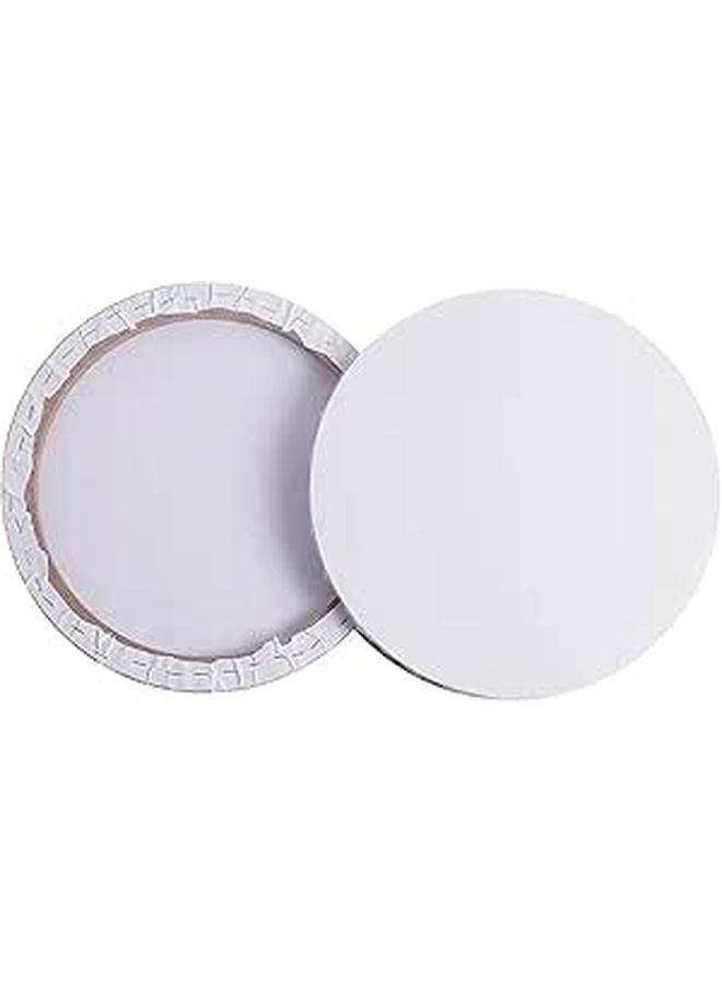 2 Pack 30cm Round Stretched Cotton Canvas Board With Wood Frame For Oil Acrylic Painting - Image 1