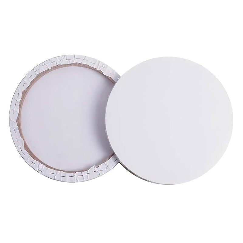 2 Pack 30cm Round Stretched Cotton Canvas Board With Wood Frame For Oil Acrylic Painting - Image 2