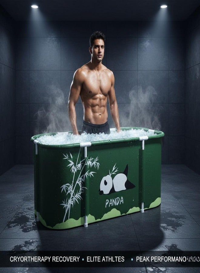Yopple Foldable Bath Tub for Bathroom SPA Tub for Home Use with Drainage Hole For Adults And Kids Maintains Hot & Cold Water Thickened Insulated Ice Bath Tub for Adults (Panda) - Image 2