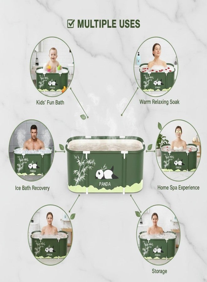 Yopple Foldable Bath Tub for Bathroom SPA Tub for Home Use with Drainage Hole For Adults And Kids Maintains Hot & Cold Water Thickened Insulated Ice Bath Tub for Adults (Panda) - Image 3