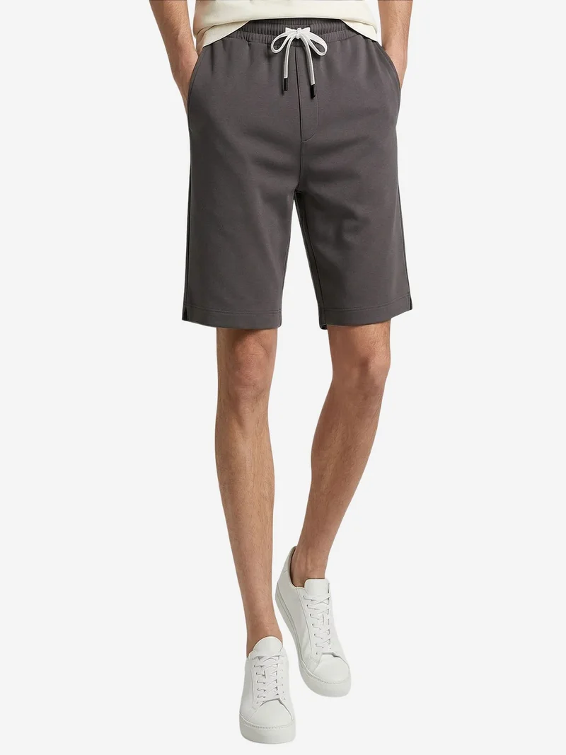 Tommylife Dark Grey TOMMY Men's Mid Waist Jersey Shorts for Men | Best Price UAE