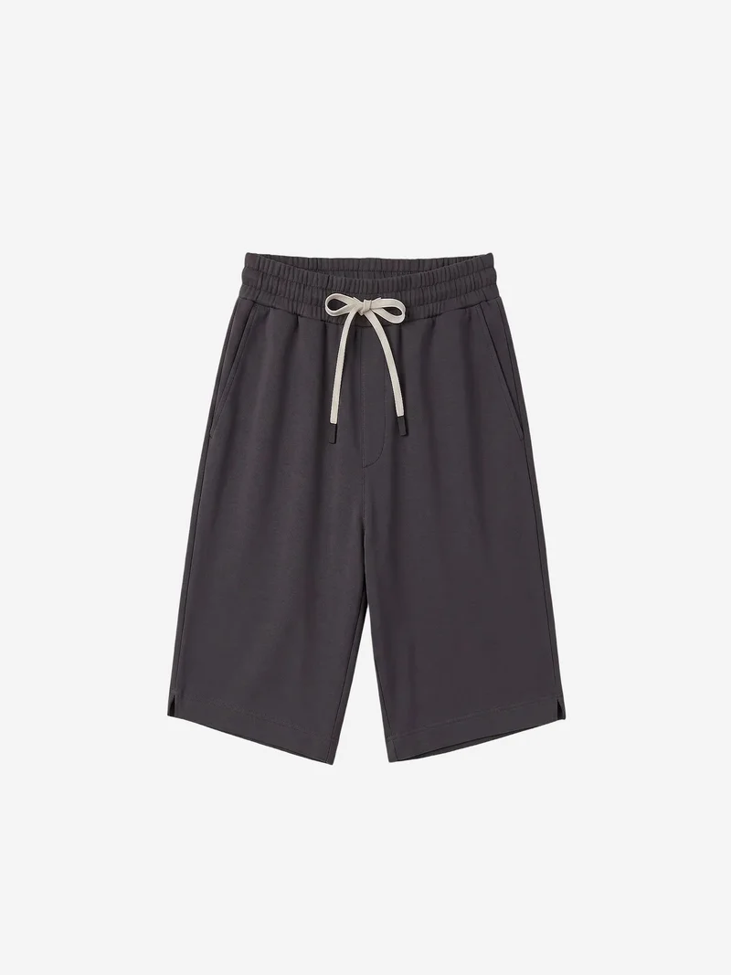 Tommylife Dark Grey TOMMY Men's Mid Waist Jersey Shorts for Men | Best Price UAE
