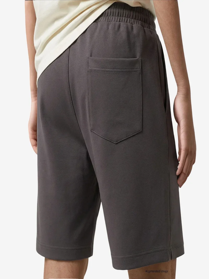 Tommylife Dark Grey TOMMY Men's Mid Waist Jersey Shorts for Men | Best Price UAE