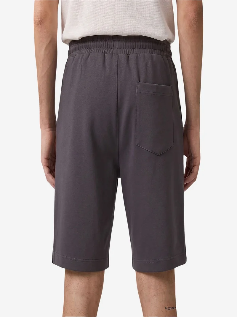 Tommylife Dark Grey TOMMY Men's Mid Waist Jersey Shorts for Men | Best Price UAE