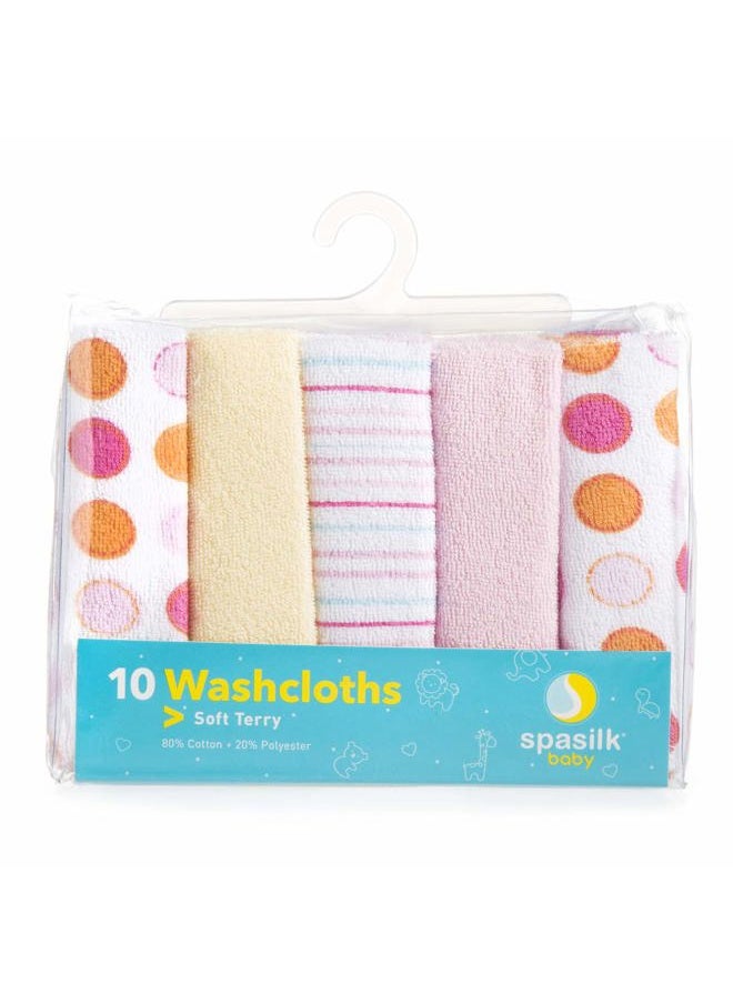 Spasilk Baby 10 Pack Soft Terry Bath Washcloth Wipes  - Image 2