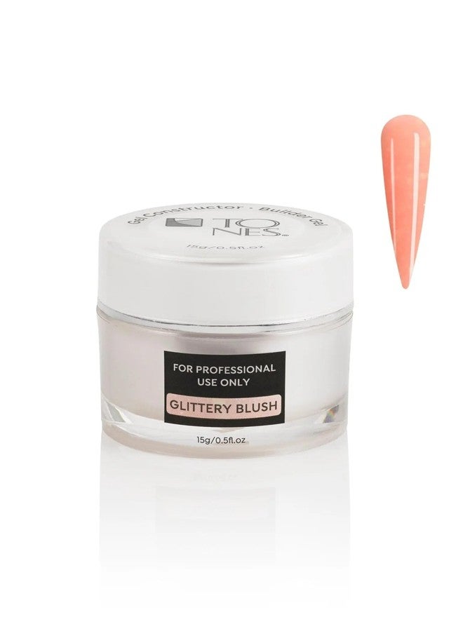 TONES Premium Self Leveling Nail Builder Gel and Nail Extension Gel for Professional Nail Design - Salon-Quality LED and UV Nail Building Gel - (0.5 Fl Oz, Glittery Blush) - Image 1