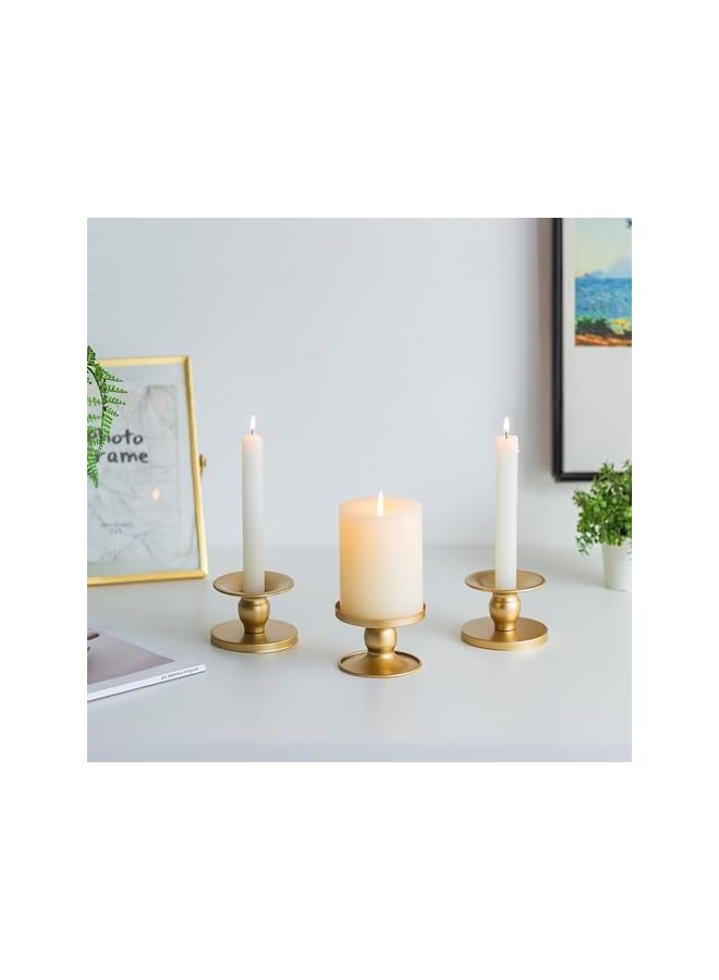 The Bros Candle Holders for Pillar Candles, 4 Pcs Gold Pillar & Taper Candle Holder, Small Metal Candle Stick Candle Holder for Wedding, Dining Room Table Centerpiece, Holiday Decor - Image 3