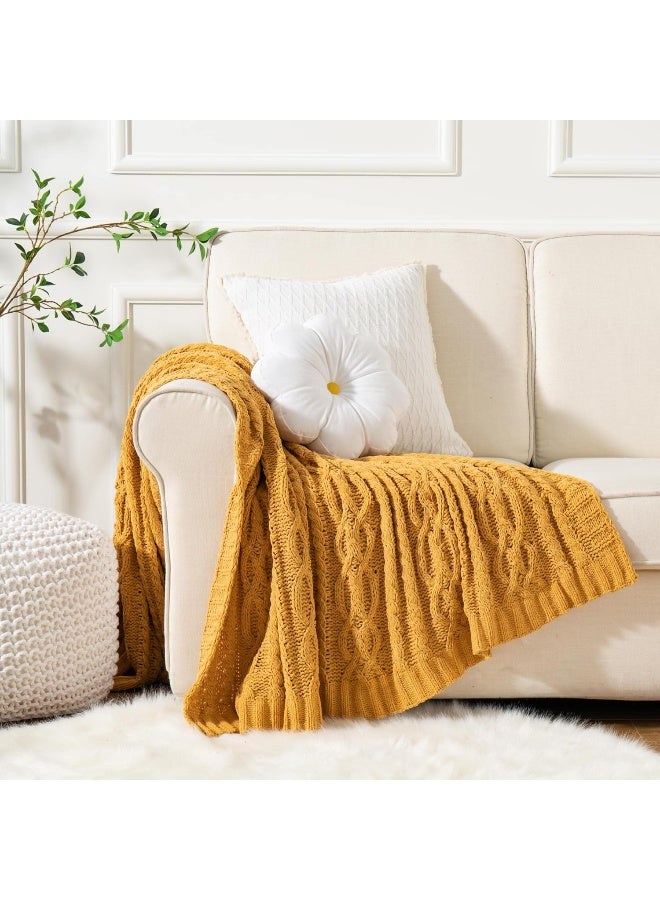 Battilo Mustard Yellow Throw Blanket 51x67 Chenille Knitted Throw Blanket for Couch Gold Throw Blankets for Home Decor Summer Fall Decor Blanket - Image 5