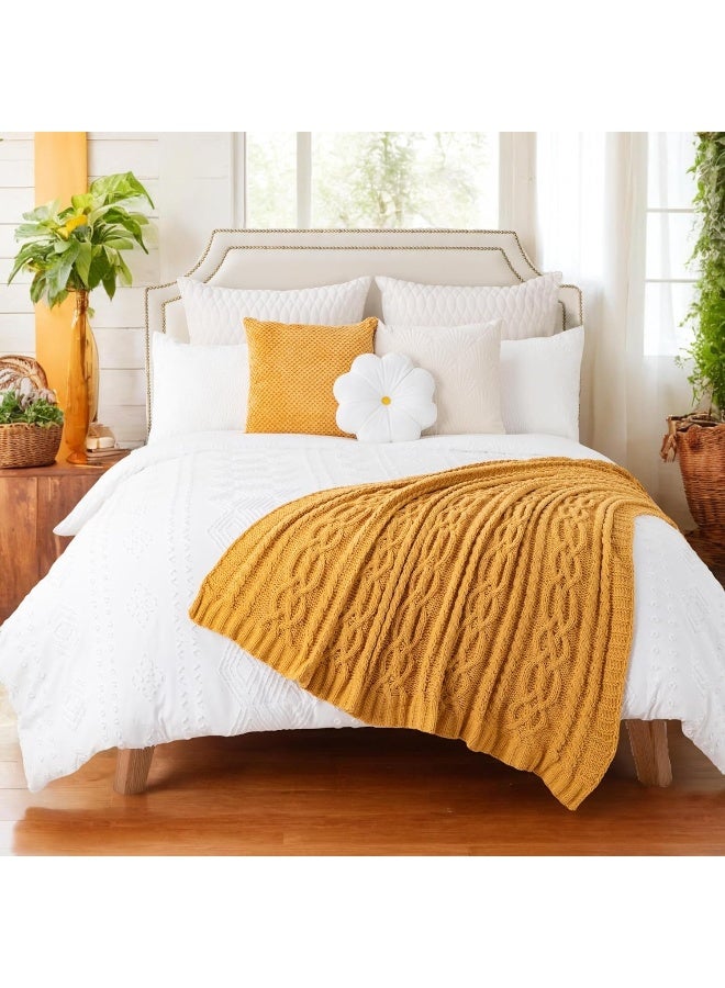 Battilo Mustard Yellow Throw Blanket 51x67 Chenille Knitted Throw Blanket for Couch Gold Throw Blankets for Home Decor Summer Fall Decor Blanket - Image 4