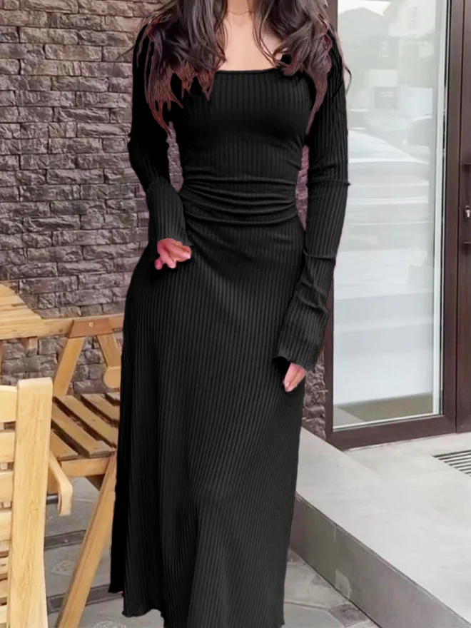 Take Two Black Textured Bodycon Maxi Dress
