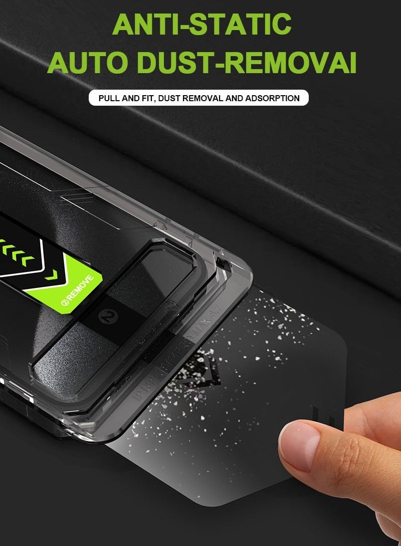 يوك واقي شاشة زجاجي للخصوصية مقاس 6.7 بوصة لهاتف iPhone 15 Pro Max، تركيب تلقائي لإزالة الغبار، خالٍ من الفقاعات، سهل التركيب - Image 2