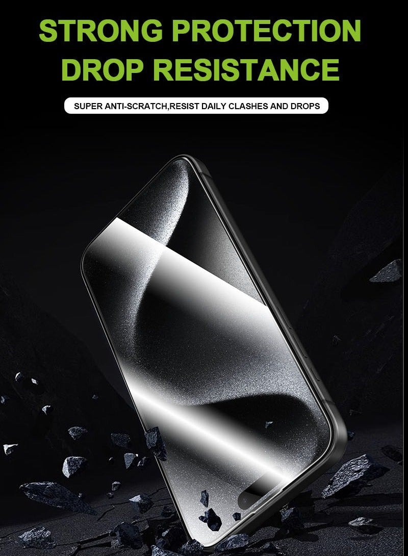 يوك واقي شاشة زجاجي للخصوصية مقاس 6.7 بوصة لهاتف iPhone 15 Pro Max، تركيب تلقائي لإزالة الغبار، خالٍ من الفقاعات، سهل التركيب - Image 4