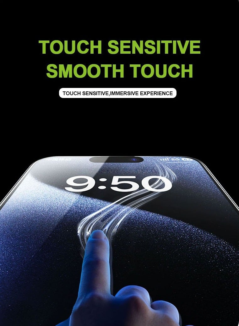 يوك واقي شاشة زجاجي للخصوصية مقاس 6.7 بوصة لهاتف iPhone 15 Pro Max، تركيب تلقائي لإزالة الغبار، خالٍ من الفقاعات، سهل التركيب - Image 5