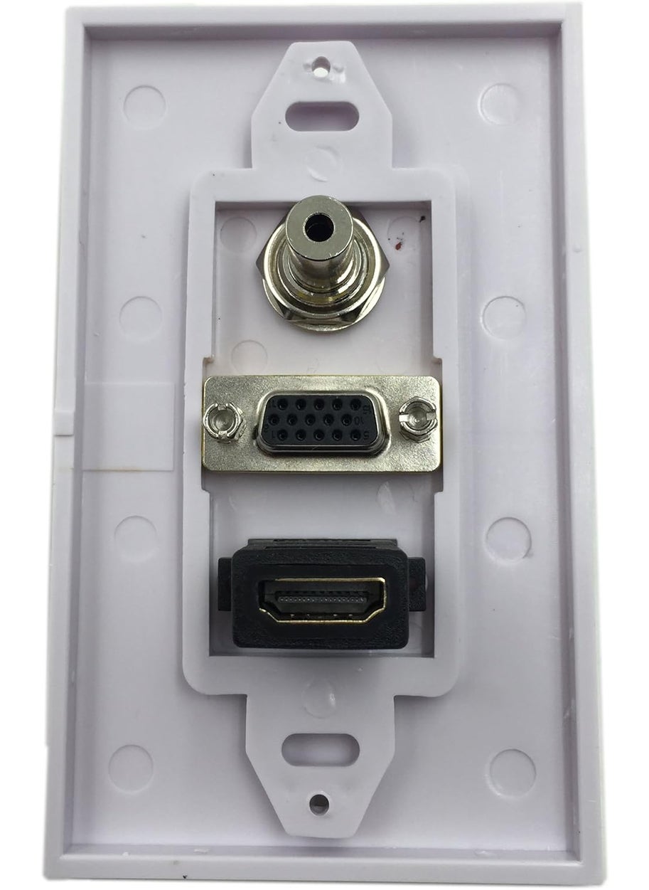 CERRXIAN CERRXIAN HDMI VGA 35mm Audio Video Stereo Pass Through Component Composite Wall Face Plate Panel White  - Image 2